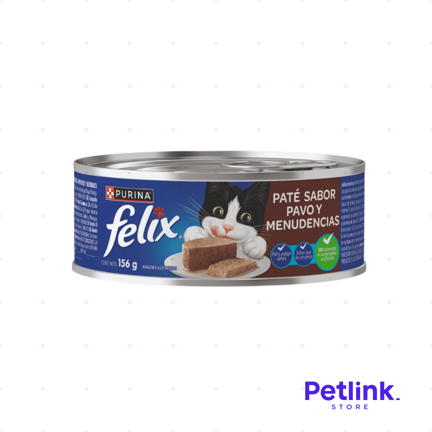 FELIX ALIMENTO HUMEDO PARA GATO PATE DE PAVO Y MENUDENCIAS LATA 156 GRAMOS