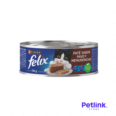 FELIX ALIMENTO HUMEDO PARA GATO PATE DE PAVO Y MENUDENCIAS LATA 156 GRAMOS