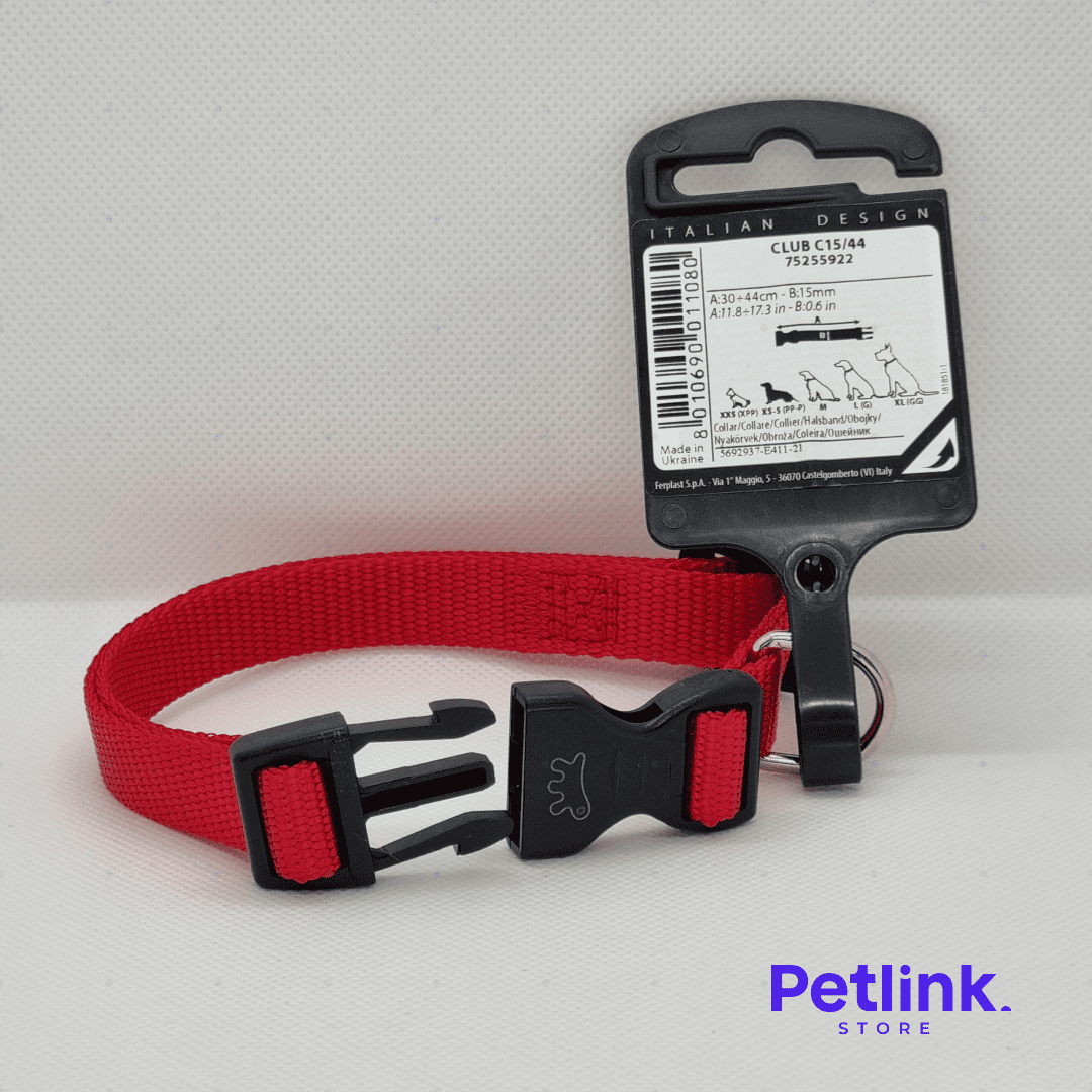 FERPLAST COLLAR DE NYLON PARA PERRO RAZA PEQUEÑA MODELO CLUB C15/44 COLOR ROJO