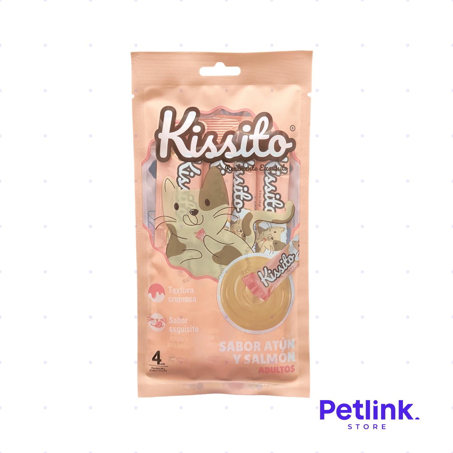 KISSITO SNACK HUMEDO PARA GATOS SABOR ATUN CON SALMON