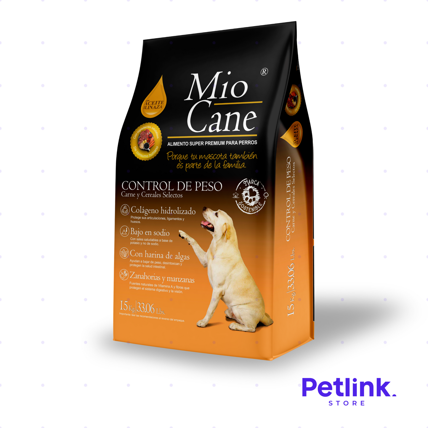 MIO CANE ALIMENTO SECO PERRO ADULTO TODAS LAS RAZAS CONTROL DE PESO RECETA CARNE Y CEREALES SELECTOS BOLSA 15 KILOS