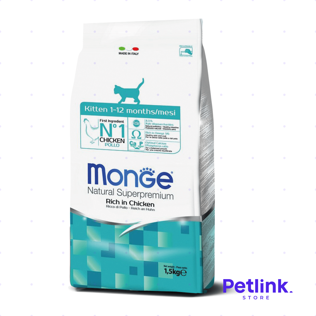 MONGE ALIMENTO SECO GATO CACHORRO RECETA POLLO BOLSA 1.50 KILOS