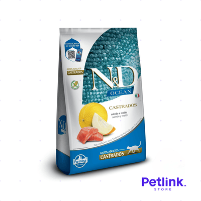 N&D ALIMENTO SECO GATO ADULTO CASTRADO O ESTERILIZADO RECETA SALMON Y MELON BOLSA 1.5 KILOS