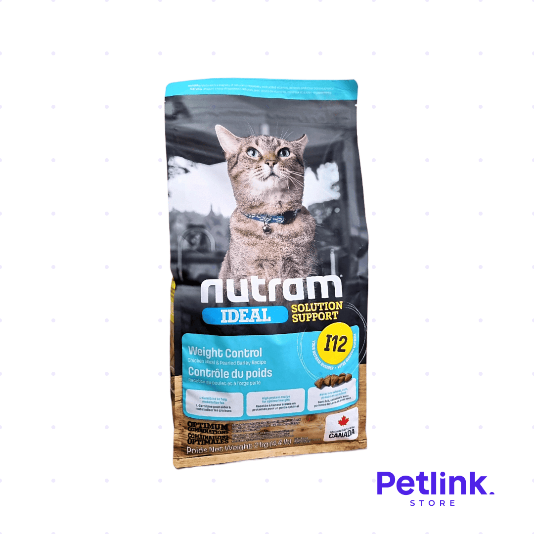 NUTRAM IDEAL I12 ALIMENTO SECO GATO WEIGHT CONTROL CONTROL DE PESO FORMULA POLLO Y CEBADA PERLADA BOLSA 2 KILOS