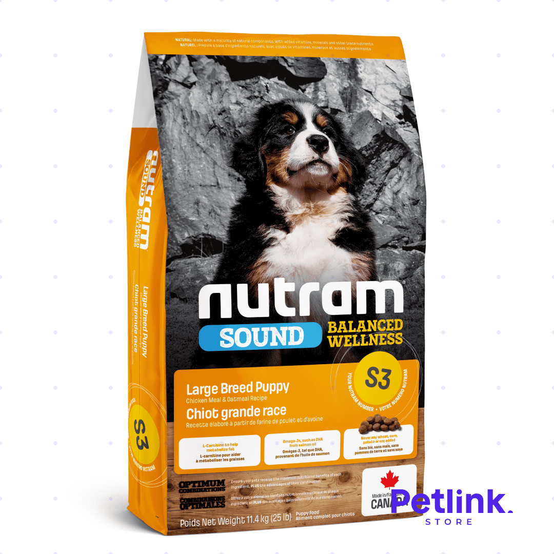 NUTRAM SOUND S3 ALIMENTO SECO PERRO CACHORRO RAZA GRANDE Y GIGANTE FORMULA POLLO Y AVENA BOLSA 11.4 KILOS