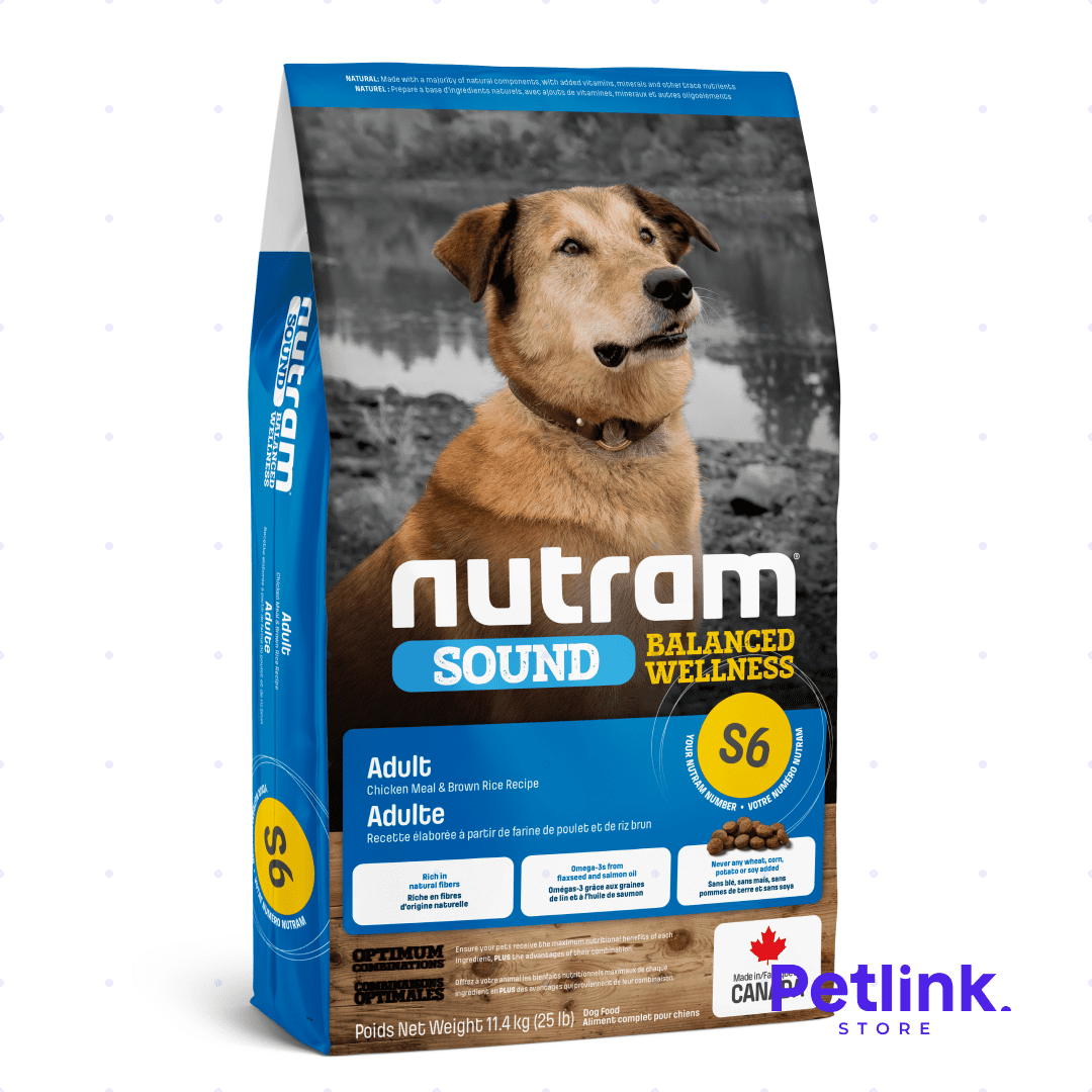 NUTRAM SOUND S6 ALIMENTO SECO PERRO ADULTO RAZA MEDIANA FORMULA POLLO Y ARROZ INTEGRAL BOLSA 11.4 KILOS