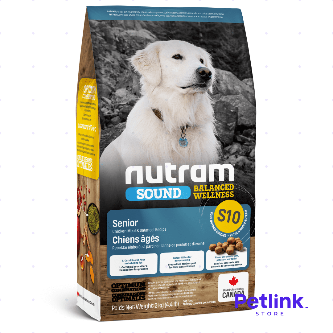 NUTRAM SOUND S10 ALIMENTO SECO PERRO ADULTO MAYOR FORMULA POLLO Y AVENA BOLSA 2 KILOS