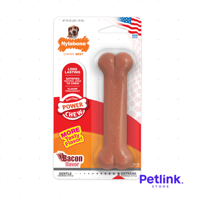 NYLABONE POWER CHEW JUGUETE MASTICACION EXTREMA FORMA DE HUESO SABOR A TOCINO PARA PERRO GRANDE