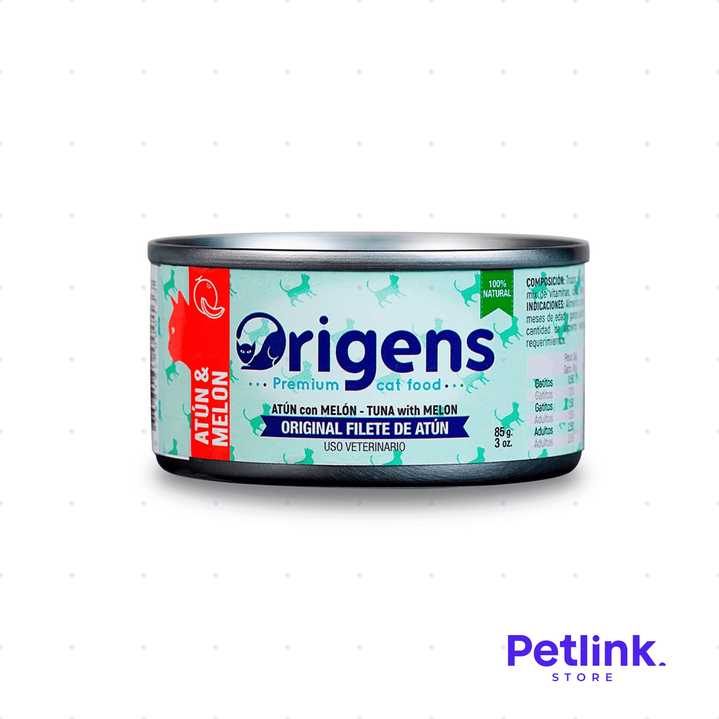 ORIGENS ALIMENTO HUMEDO PARA GATO RECETA FILETE DE ATUN CON MELON LATA 85 GRAMOS
