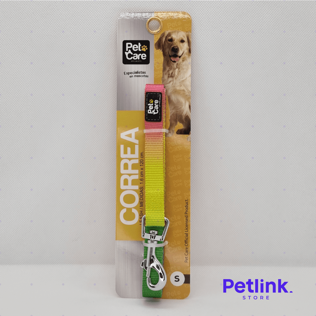 PETCARE CORREA DE NYLON PARA PERRO RAZA PEQUEÑA MODELO MULTICOLOR MEDIDAS 1.60CM X 120CM