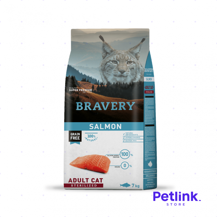 BRAVERY ALIMENTO SECO GATO ADULTO ESTERILIZADO RECETA SALMON BOLSA 7 KILOS