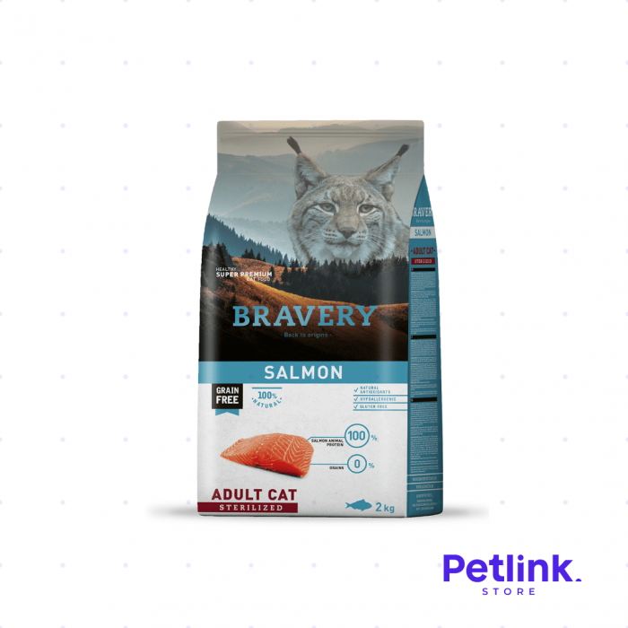 BRAVERY ALIMENTO SECO GATO ADULTO ESTERILIZADO RECETA SALMON BOLSA 2 KILOS