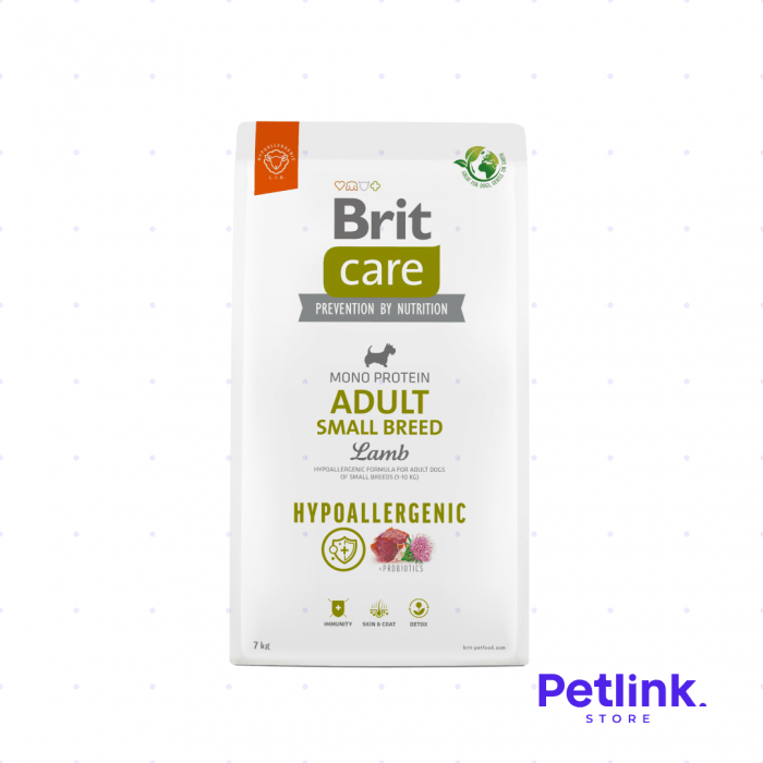 BRIT CARE ALIMENTO SECO HIPOALERGENICO PERRO ADULTO RAZA PEQUEÑA FORMULA CORDERO BOLSA 7 KILOS