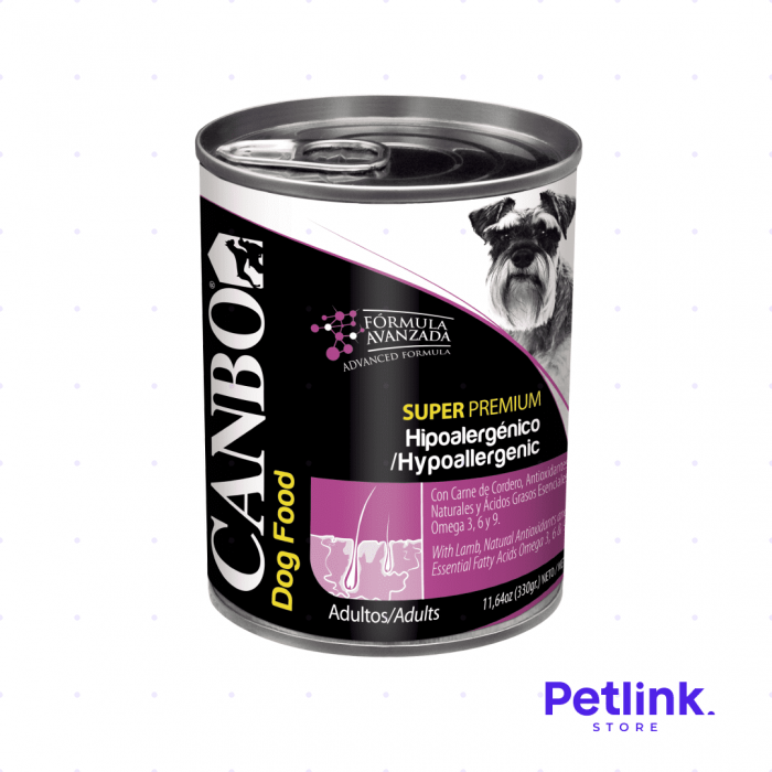 CANBO ALIMENTO HUMEDO SUPER PREMIUM PERRO ADULTO HIPOALERGENICO LATA 330 GRAMOS