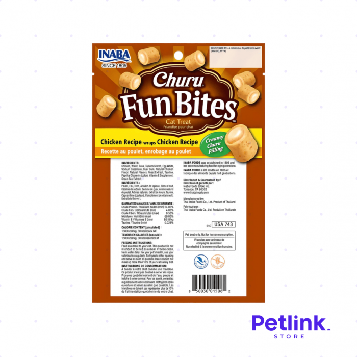 CHURU FUN BITES SNACK PARA GATOS SABOR POLLO