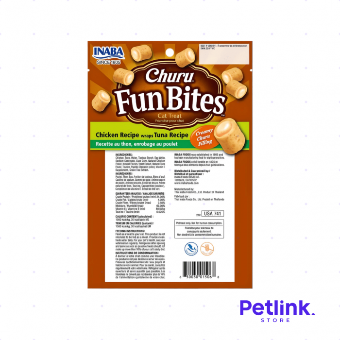 CHURU FUN BITES SNACK PARA GATOS SABOR POLLO CON ATUN