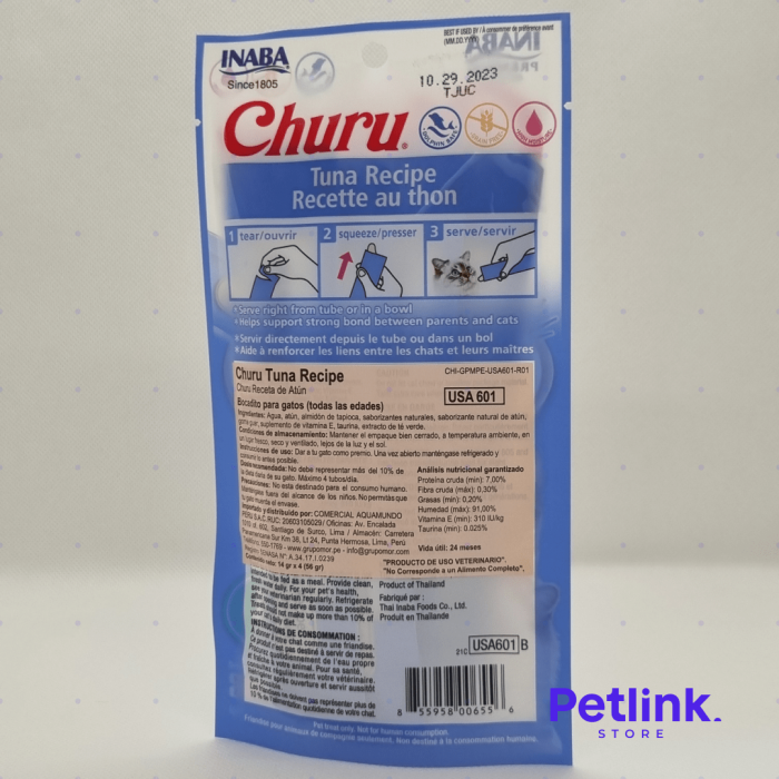 CHURU SNACK HUMEDO PARA GATOS SABOR ATUN