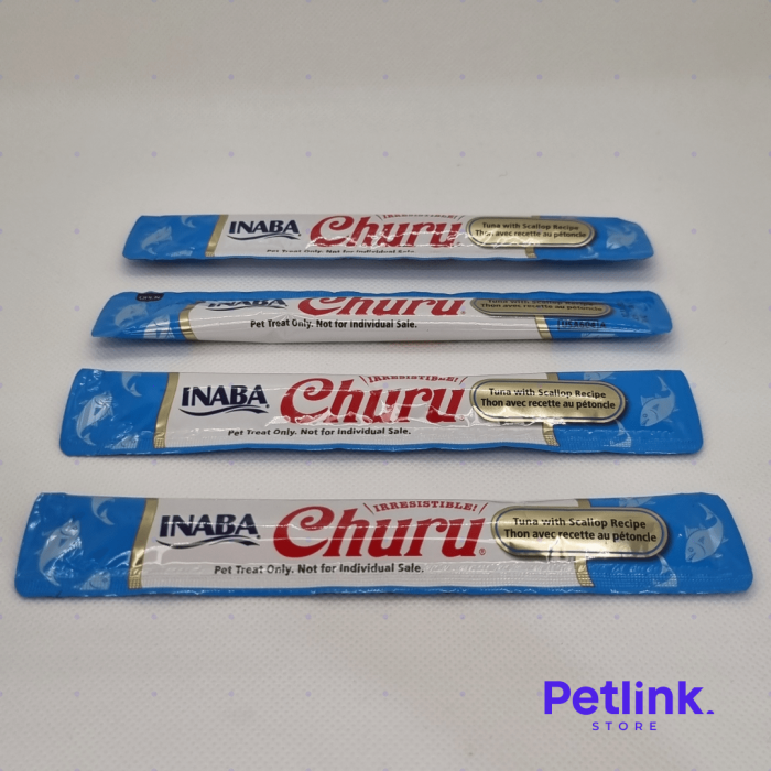 CHURU SNACK HUMEDO PARA GATOS SABOR ATUN CON CONCHAS DE ABANICO