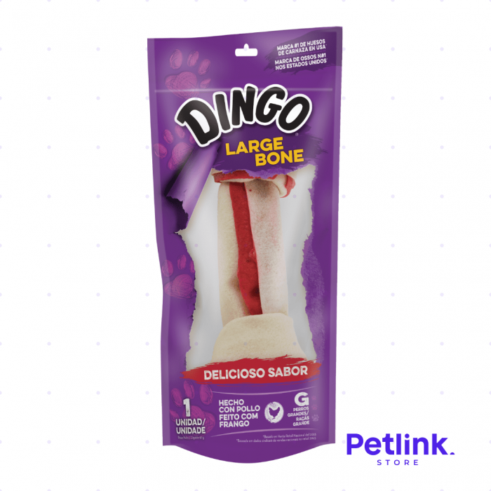 DINGO SNACK CARNAZA LARGE BONE PARA PERROS SABOR POLLO PAQUETE 1 UNIDAD