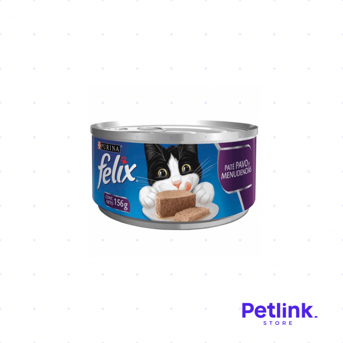 FELIX ALIMENTO HUMEDO PARA GATO PATE DE PAVO Y MENUDENCIAS LATA 156 GRAMOS