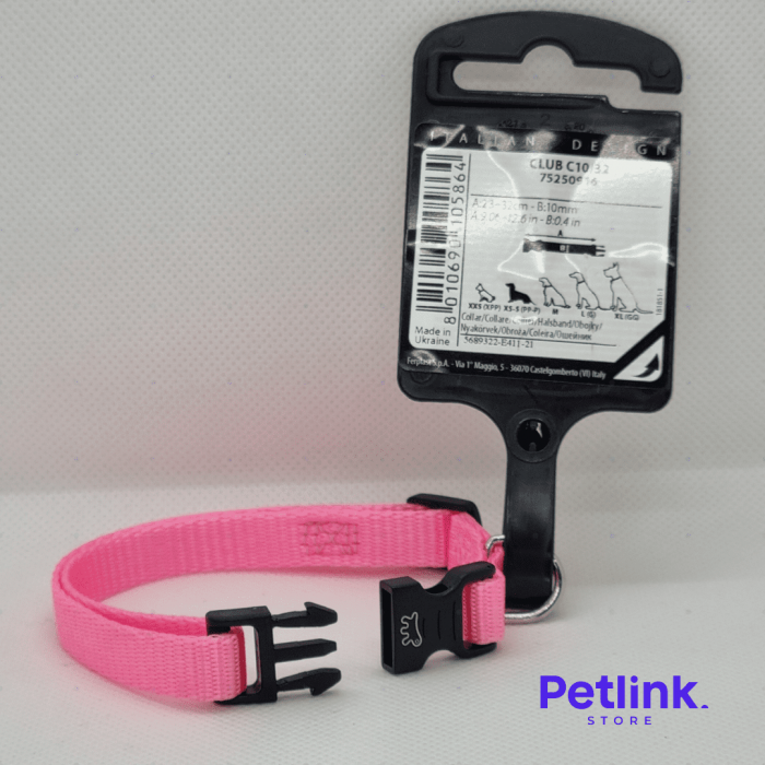 FERPLAST COLLAR DE NYLON PARA PERRO RAZA PEQUEÑA MODELO CLUB C10/32 COLOR ROSADO