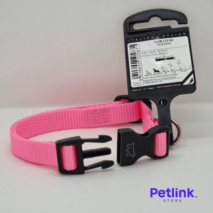 FERPLAST COLLAR DE NYLON PARA PERRO RAZA PEQUEÑA MODELO CLUB C15/44 COLOR ROSADO