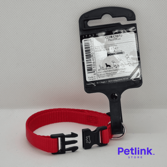 FERPLAST COLLAR DE NYLON PARA PERRO RAZA PEQUEÑA MODELO CLUB C10/32 COLOR ROJO