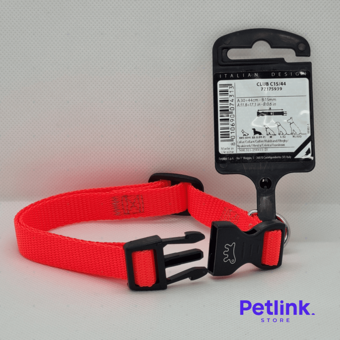 FERPLAST COLLAR DE NYLON PARA PERRO RAZA PEQUEÑA MODELO CLUB C15/44 COLOR NARANJA