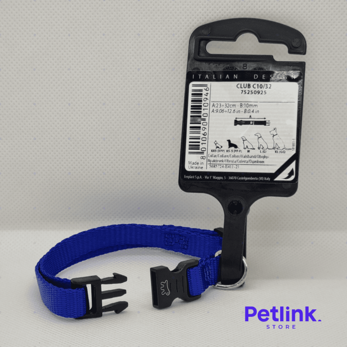 FERPLAST COLLAR DE NYLON PARA PERRO RAZA PEQUEÑA MODELO CLUB C10/32 COLOR AZUL