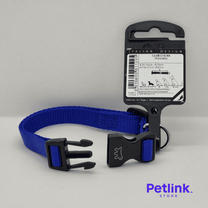 FERPLAST COLLAR DE NYLON PARA PERRO RAZA PEQUEÑA MODELO CLUB C15/44 COLOR AZUL