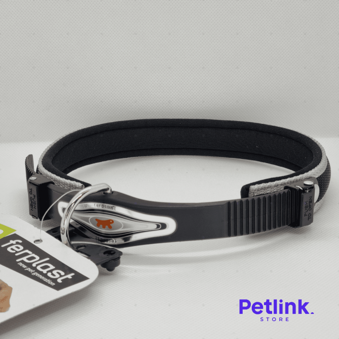 FERPLAST COLLAR ERGONOMICO ACOLCHADO MICROREGULADOR PARA PERRO RAZA GRANDE MODELO ERGOCOMFORT C25/51 COLOR GRIS CON NEGRO