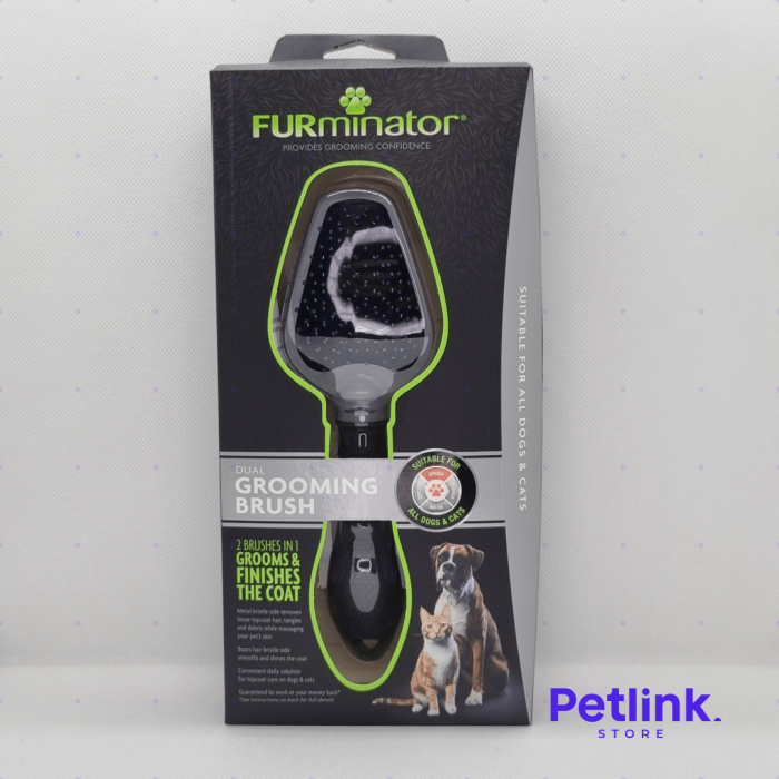 FURMINATOR CEPILLO DE ASEO DOBLE CON DOS TIPOS DE CERDAS PARA MASCOTAS