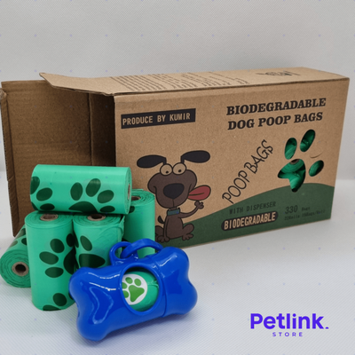 KUMIR BOLSAS BIODEGRADABLES PARA RESIDUOS DE PERRO PACK 330 BOLSAS (22 ROLLOS X 15 BOLSAS) + DISPENSADOR GRATIS
