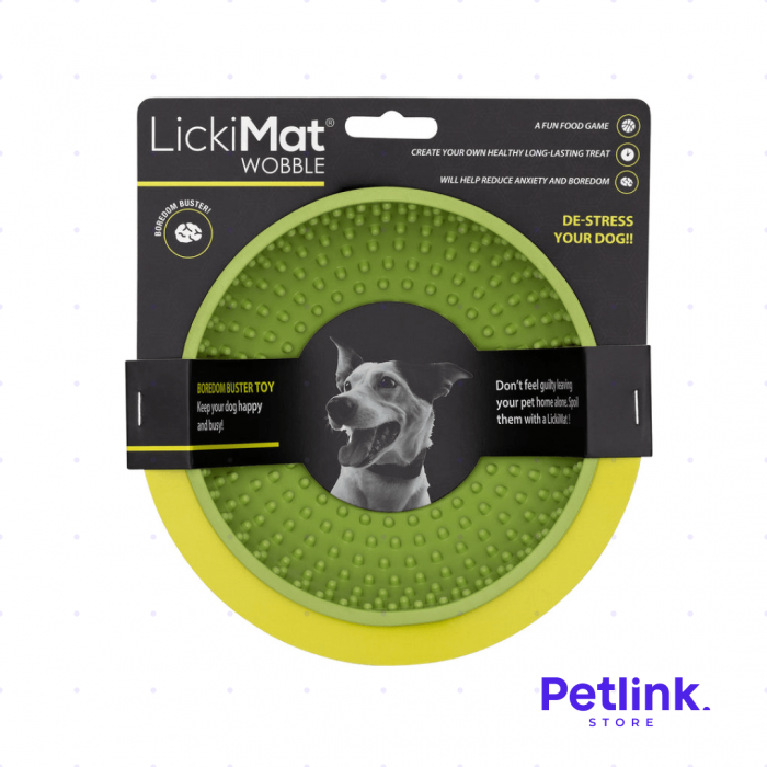 LICKIMAT PLATO ALIMENTADOR LENTO PARA PERROS MODELO WOBBLE DISEÑO REDONDO COLOR VERDE