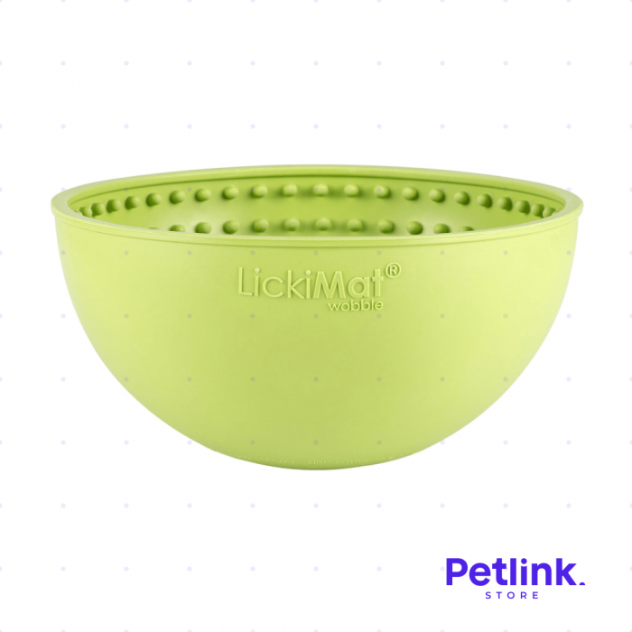 LICKIMAT PLATO ALIMENTADOR LENTO PARA PERROS MODELO WOBBLE DISEÑO REDONDO COLOR VERDE