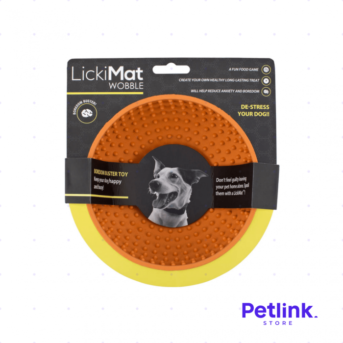 LICKIMAT PLATO ALIMENTADOR LENTO PARA PERROS MODELO WOBBLE DISEÑO REDONDO COLOR NARANJA