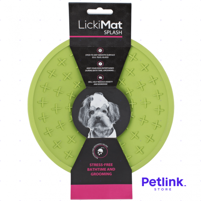 LICKIMAT PLATO ALIMENTADOR LENTO DISTRACTOR HORA DEL BAÑO PARA PERROS MODELO SPLASH DISEÑO REDONDO COLOR VERDE