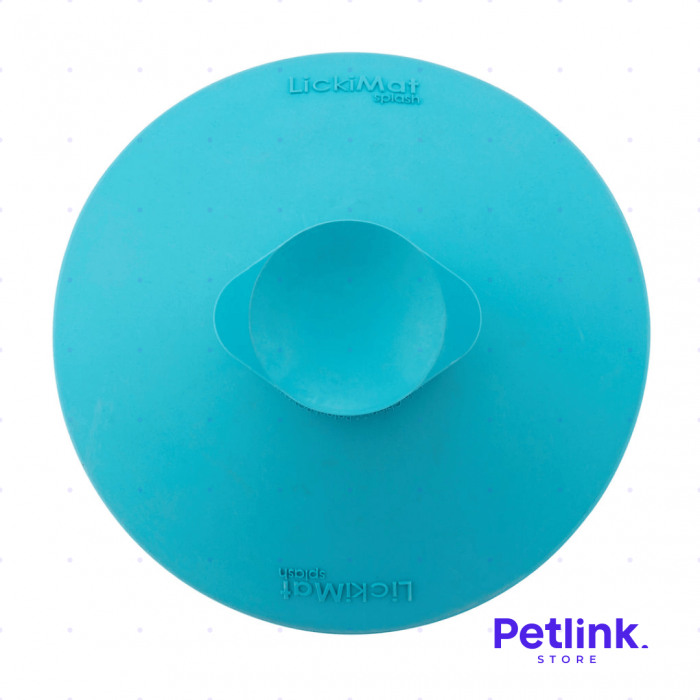 LICKIMAT PLATO ALIMENTADOR LENTO DISTRACTOR HORA DEL BAÑO PARA PERROS MODELO SPLASH DISEÑO REDONDO COLOR TURQUESA