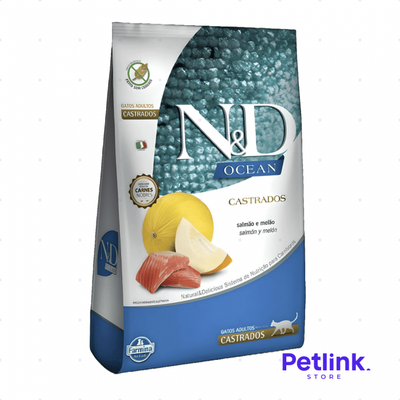 N&D ALIMENTO SECO GATO ADULTO CASTRADO O ESTERILIZADO RECETA SALMON Y MELON BOLSA 7.5 KILOS