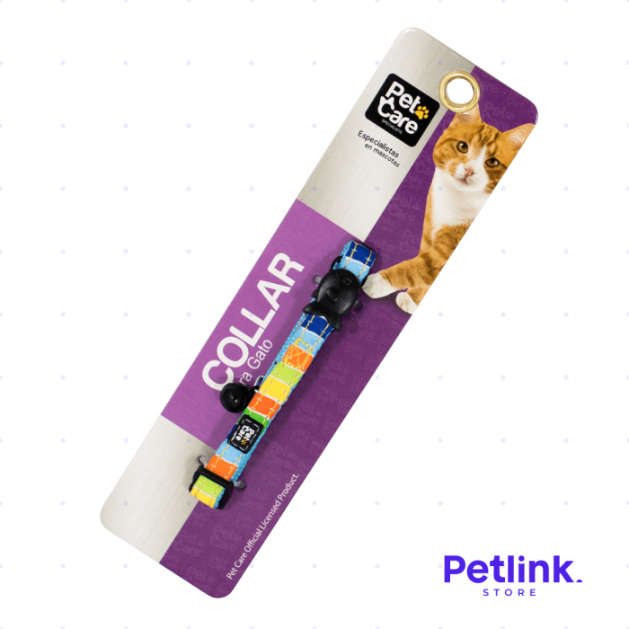 PETCARE COLLAR DE NYLON PARA GATO MODELO MULTICOLOR CON CASCABEL TALLA ESTANDAR