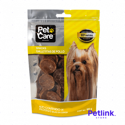 PETCARE SNACK SECO PARA PERROS GALLETITAS DE POLLO PAQUETE 100 GRAMOS