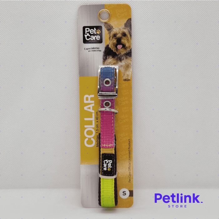 PETCARE COLLAR DE NYLON PARA PERRO RAZA PEQUEÑA MODELO MULTICOLOR MEDIDAS 1.50CM X 40CM