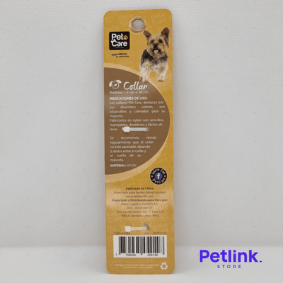 PETCARE COLLAR DE NYLON PARA PERRO RAZA PEQUEÑA MODELO MULTICOLOR MEDIDAS 1.50CM X 40CM