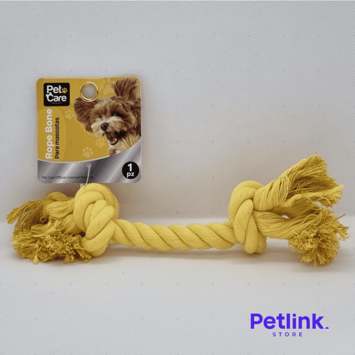 PETCARE JUGUETE SOGA EN FORMA DE HUESO PARA PERROS ADULTOS COLOR AMARILLO