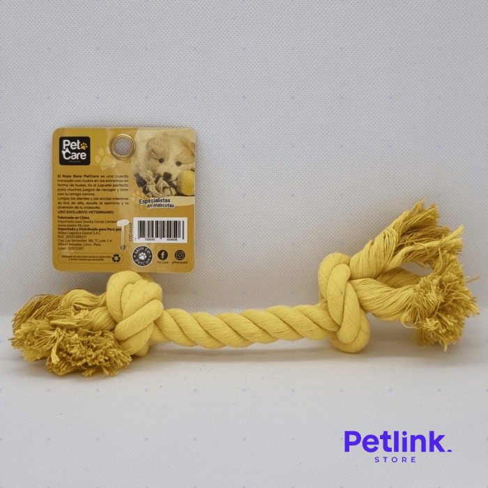 PETCARE JUGUETE SOGA EN FORMA DE HUESO PARA PERROS ADULTOS COLOR AMARILLO