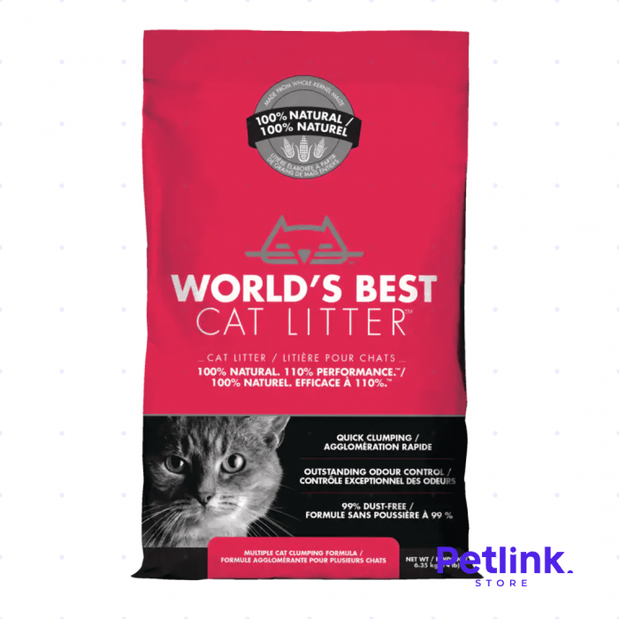 WORLDS BEST CAT LITTER ARENA PARA MULTIPLES GATOS AGLUTINANTE CONTROL DE OLOR SIN PERFUME BOLSA 6.35 KILOS